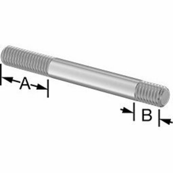 Bsc Preferred Threaded on Both Ends Stud 316 Stainless Steel M6 x 1mm Size 18mm and 8mm Thread Length 57mm Long 5580N118